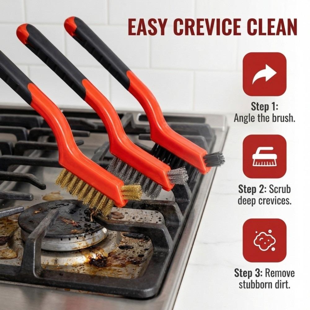3PCS Double Head Wire Brush Set Mini Size Cleaning Wire Brush Metal Surface Polishing