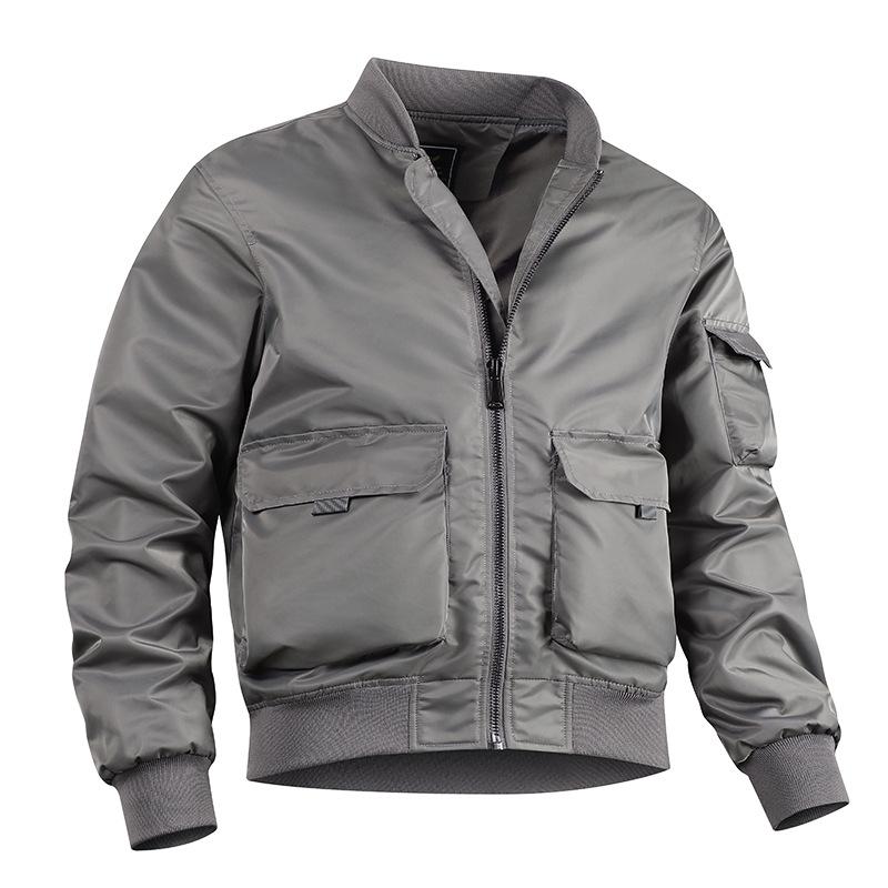 Autumn and Winter Flight Jacket Men's Multi-bag Work Baseball Uniform Tactical Jacket Tough Motorcycle Cotton Jacket Men