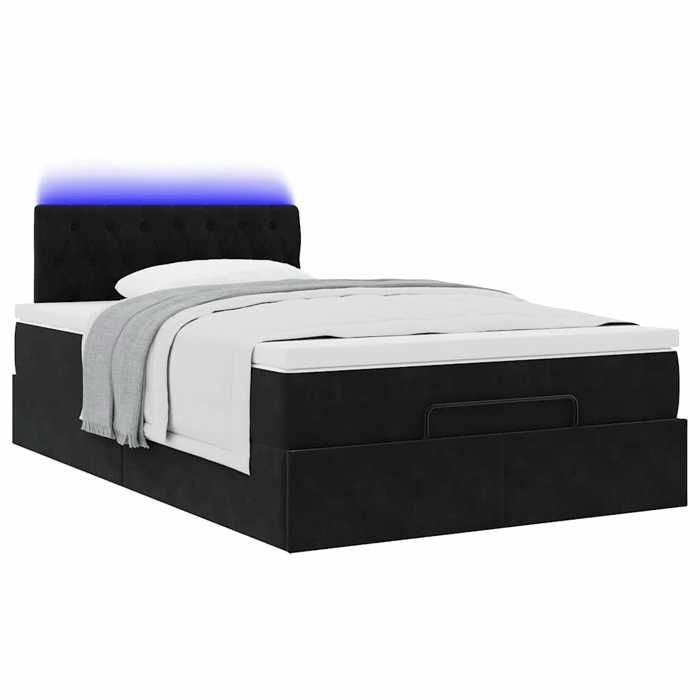 VidaXL Lit ottoman avec matelas et LED noir 120x190 cm velours 3312682