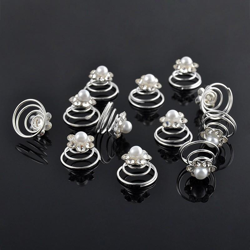 12 Stück Braut Perle Blume Spirale Twist Haarnadeln Clips Hochzeitsschmuck Braut Kopfschmuck Frauen Haarschmuck