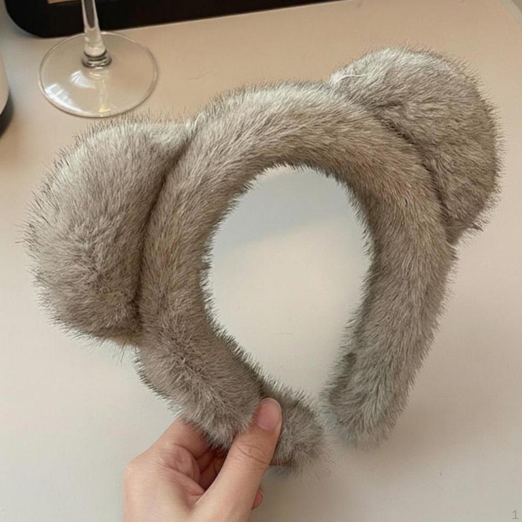Plush Teddy Headband, Cute Hair Accessory, Elastic, for Women, Common Other Brown