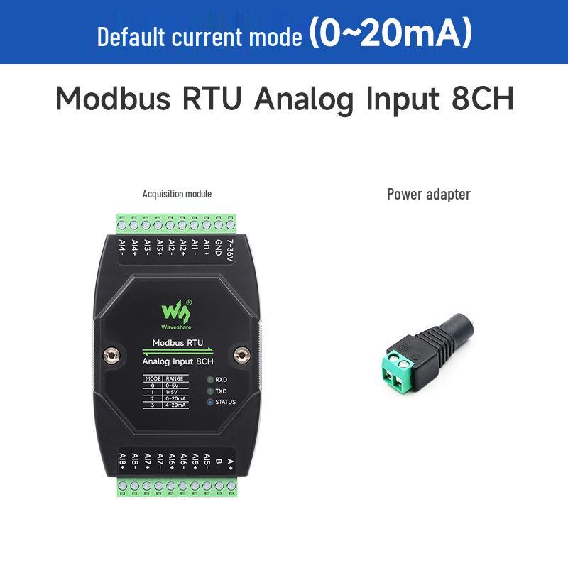 8-Channel Industrial Analog Input Module, DIN Rail Mount, 12-Bit Precision, Modbus RTU