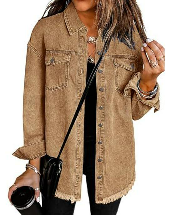 Women's Loose-Fit Brushed Denim Jacket