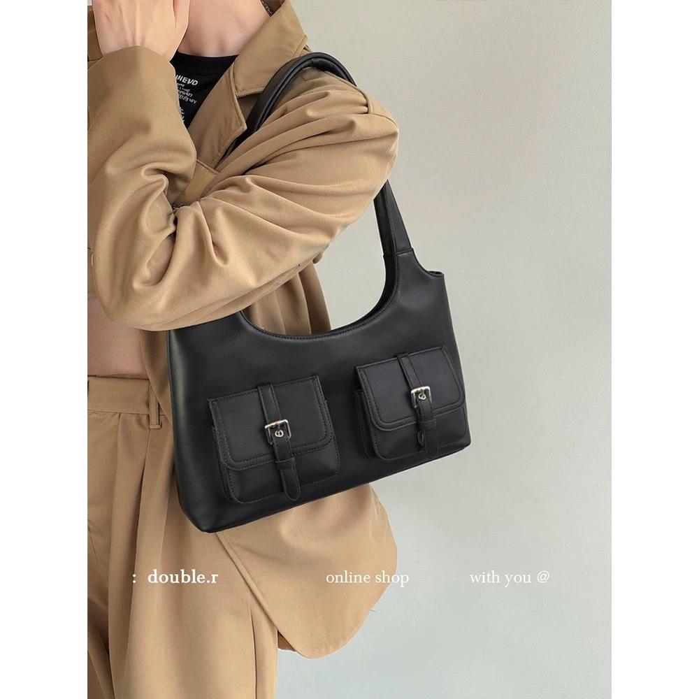 

Сумка подмышку нишевая милая крутая малышка локомотивная сумка многокарманная на плечо сумка-тоут чёрный