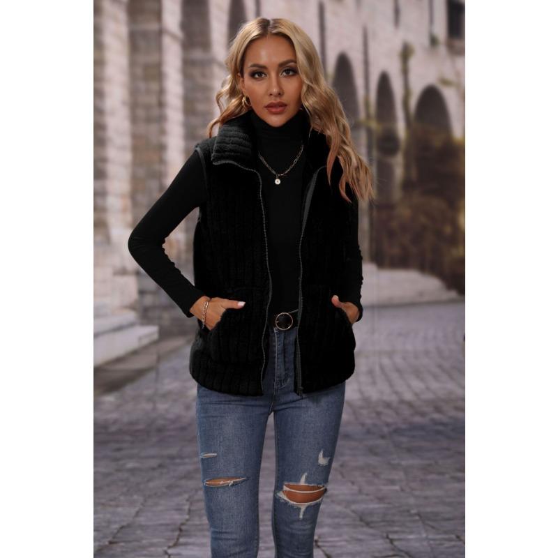 YYFS Dámská móda Ležérní Jednobarevný potisk Podzim Zima Bez rukávů POLO bundy a kabáty