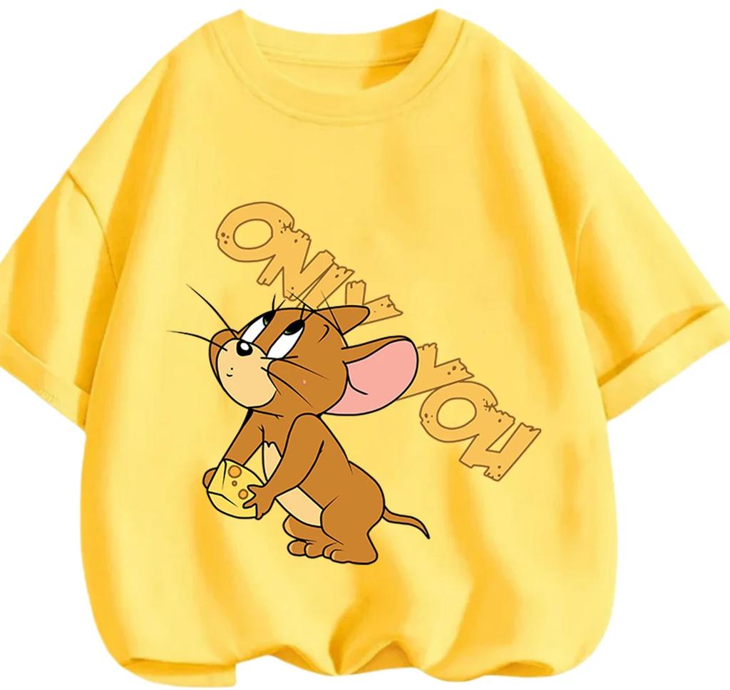 Summer Round Neck T Shirt Cute Kawaii Tom And Jerry Cartoon Print Casual Street Wear Kids Boys Girls 3 14 Years