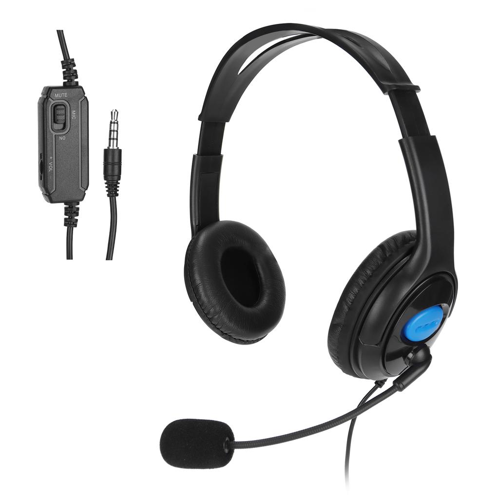 Stereo Game Headphones Noise Cancelling Adjustable Microphone Mute Game Headphones with Mic for PC Black Blue
