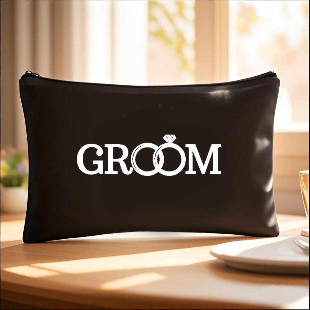 Bride and Groom, Wedding Makeup Bag, Portable, PU Storage Bag, Bridesmaid Souvenirs, Wedding Decorations, Party Decorations