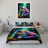 Rainbow Cat In Butterfly Forest Printed Duvet Cover Set1 Duvet Cover+2 Pillowcase Multi Size Bedroom Bedding Decor