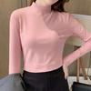 Half High Collar Long Sleeves Slim Fit Bottoming Blouse Autumn Winter Thickened Double-Sided Fleece Pure Color Thermal Top Daily Clothing