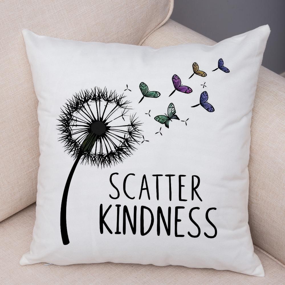 Faith Hope Love Pillowcase Double Print Hummingbird Dandelion Cushion Cover Soft Plush Enjoy Little Things Pillowcase for Sofa