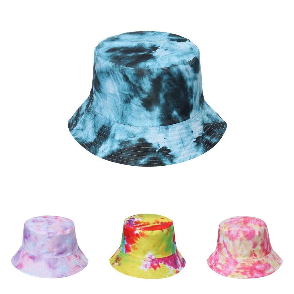 Tie Dye Fisherman Hat Sun Protection Hat Ink Wash Dye Bucket Hat Summer Unisex Fashion