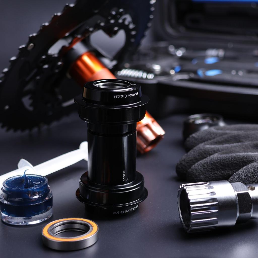 MORTOP Spinning BB PF30 86mm Bottom Bracket with Angular Contact Cartridge 24mm Thread-to-Gather Bearings, Black,