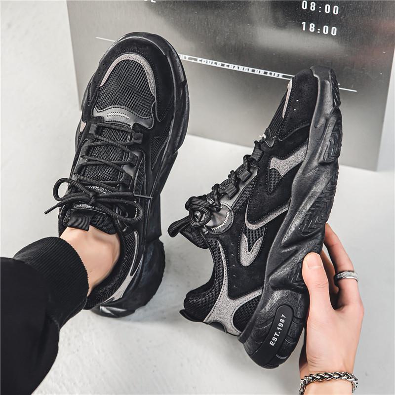 Men'S Shoes Dad Shoes Autumn Trend Versatile Mesh Casual Teenagers Shock Absorption Running Sports Increase