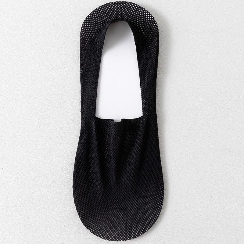 Men's Summer Breathable Mesh No-Show Socks: Ice Silk, Non-Slip, Sweat-Absorbent, Cotton Bottom, No Heel Drop