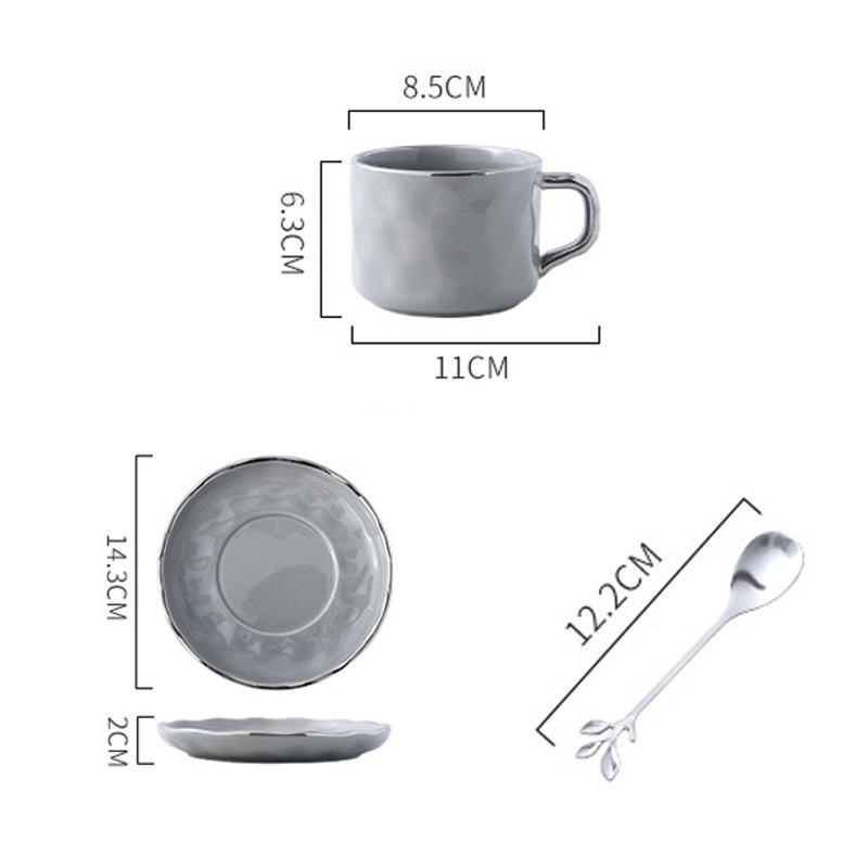 230ML Ceramic Cup Coffee Mug Set Delicate Spoon and Dish Cup Set Nordic Household Afternoon Teacup with Saucer Drinkware