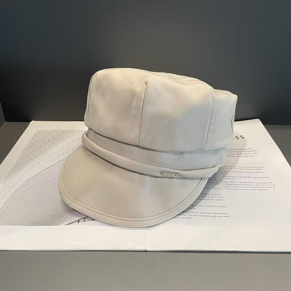 Xiaoxiang Style Patterned Equestrian Hat for Women Warm for Autumn and Winter  Simple Solid Color Octagonal Hat  Fashionable Newsboy Hat Trend