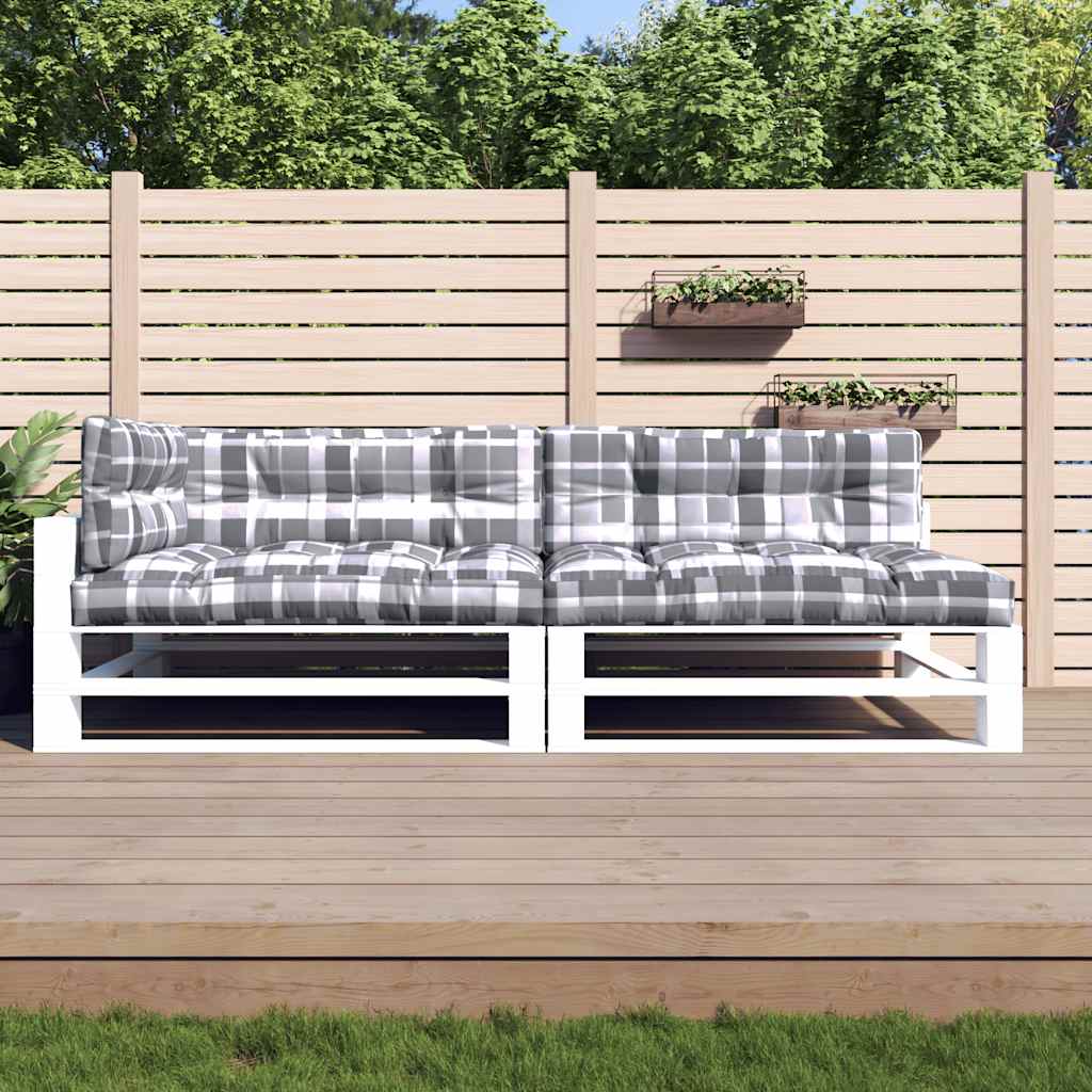 5 Piece Pallet Cushion Set Grey Checkered Fabric