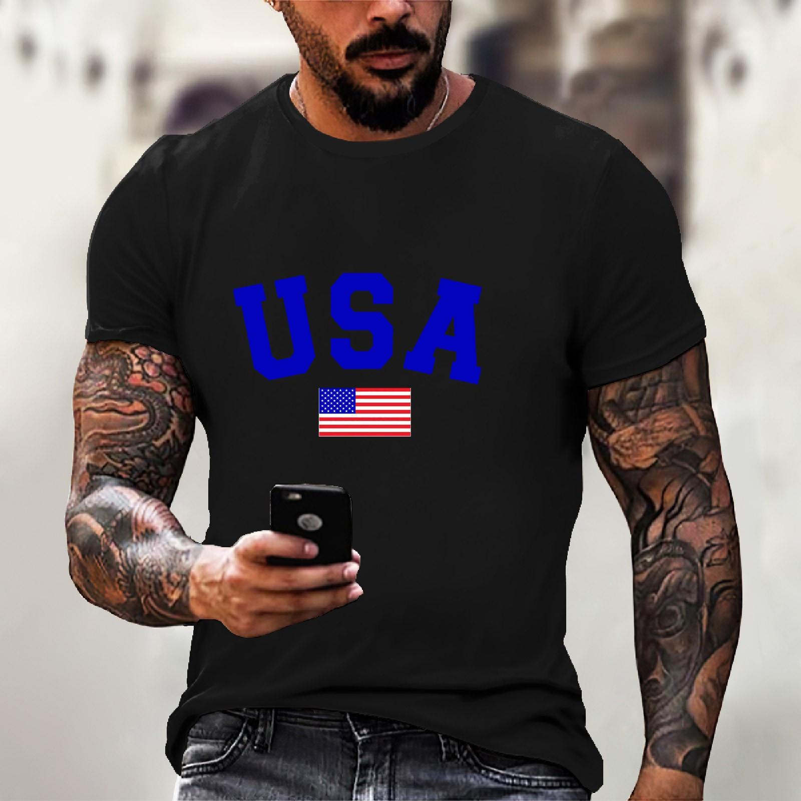 Мужская футболка с короткими рукавами и принтом «День независимости» XXL чёрный