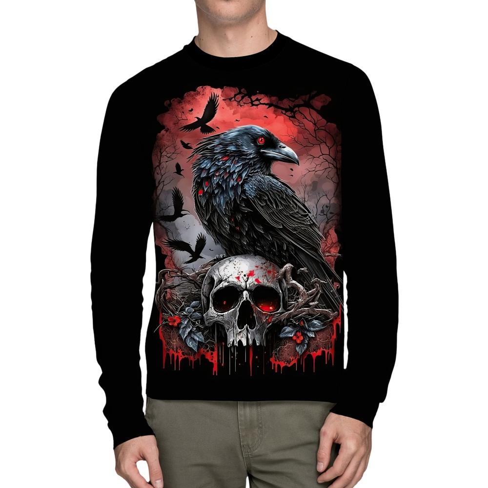 Men's T Shirt 3D Print Skull T Shirt Crew Neck Oversized T-Shirt Long Sleeve Tee Tops Vintage T-Shirts Sportswear Men's Clothing