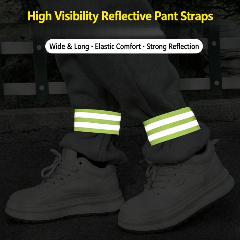 2Pcs High Visibility Reflective Cycling Trouser Straps Adjustable Leg Gaiters for Night Riding Commuting Running