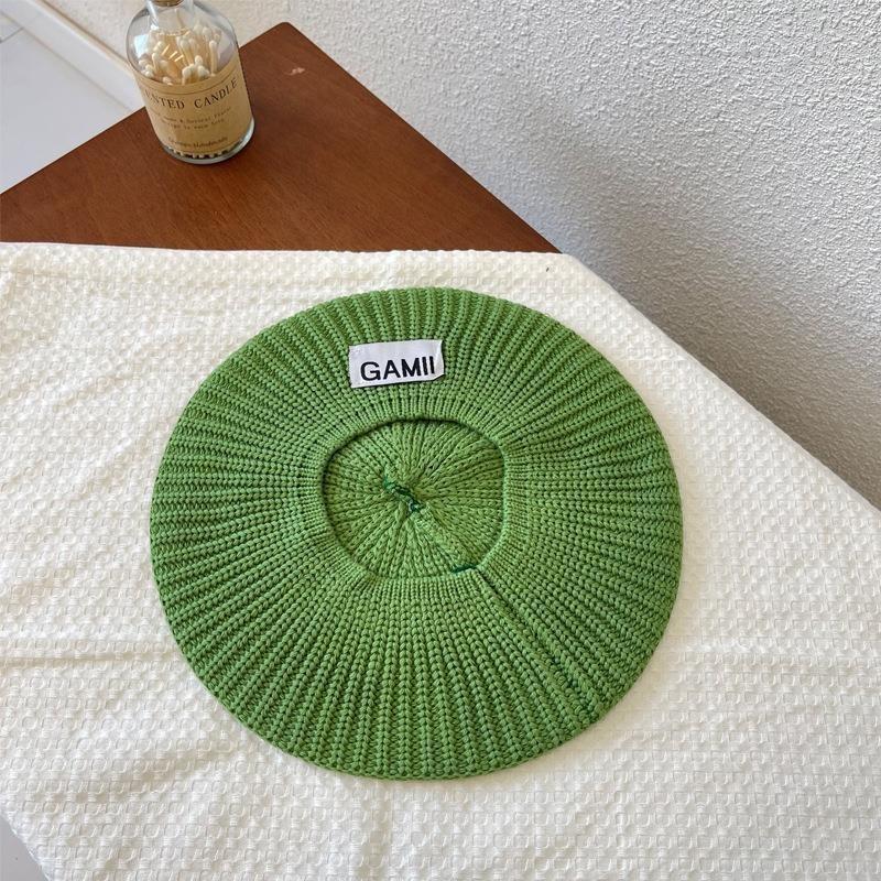 Zhao Lusi Same Style Korean Version Versatile Knit Beret For Women Winter Fashion Concave Shape Beret Peaked Cap Newsboy Hat Trendy