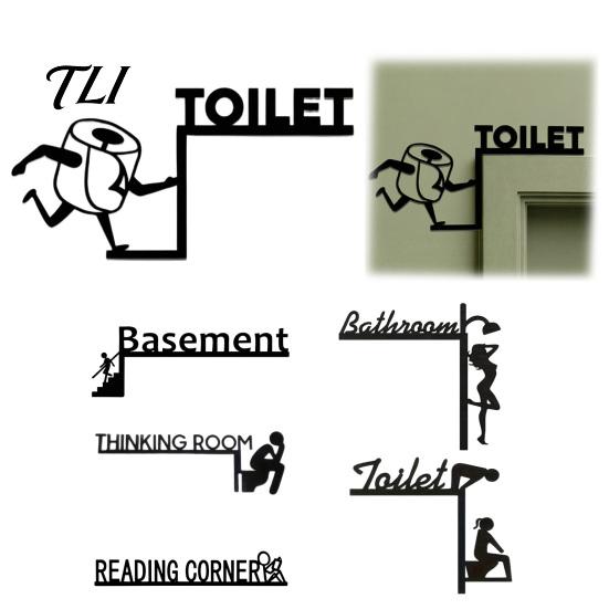 Funny Restroom Decor Bathroom Door Sign, Thinking Room Metal Wall Art with Humorous Quotes, Self-Adhesive Home Accents Toilet Sign for Restroom,