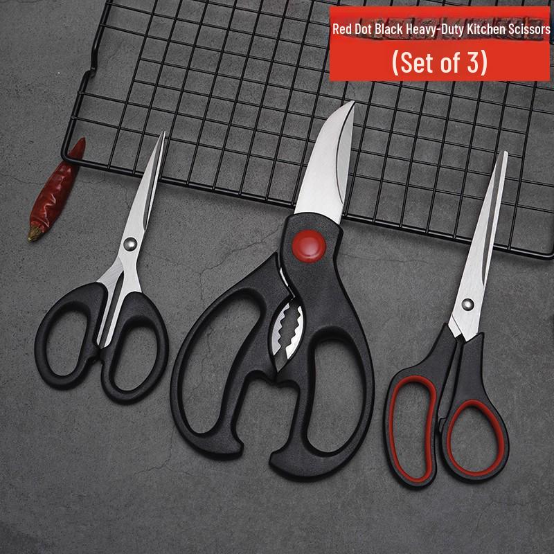 Three-Piece Multifunctional Kitchen Scissors Set: Versatile for cutting chicken bones and fish.