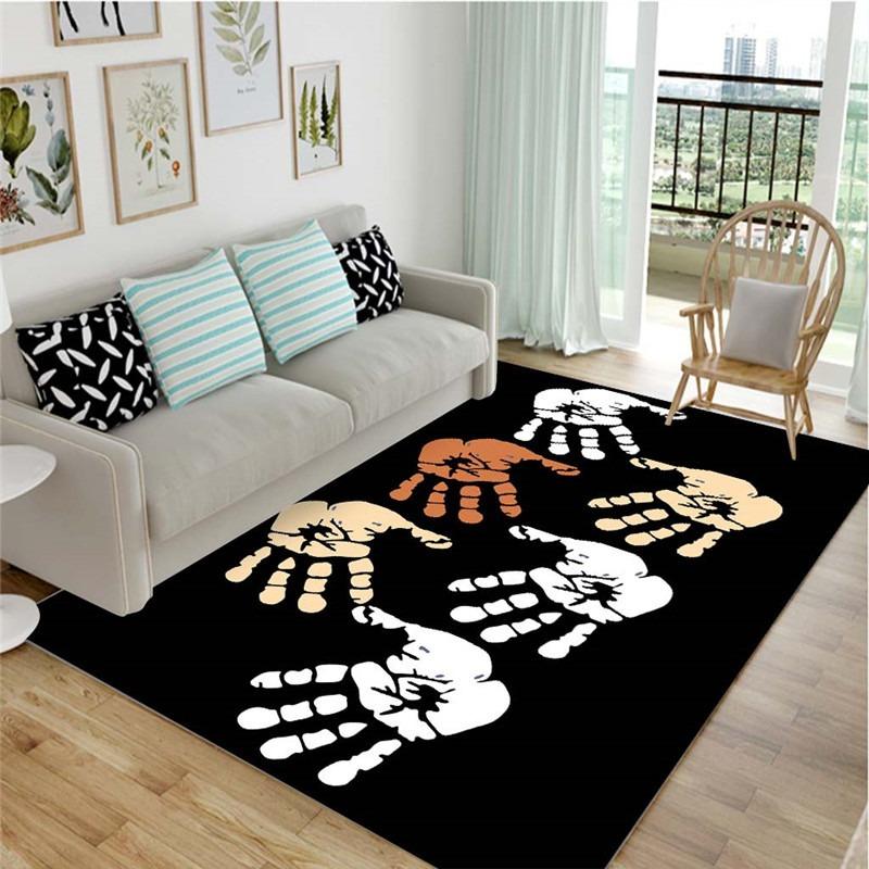 Simple black and white home personalized carpet, living room, bedroom, coffee table, floor mat, household washing mat