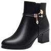 Mom Shoes Winter Short Boots, New    and Elderly Women's Shoes Fleece Warm Leather Shoes Medium Heel Thick Heel Soft Leather Cotton Shoes