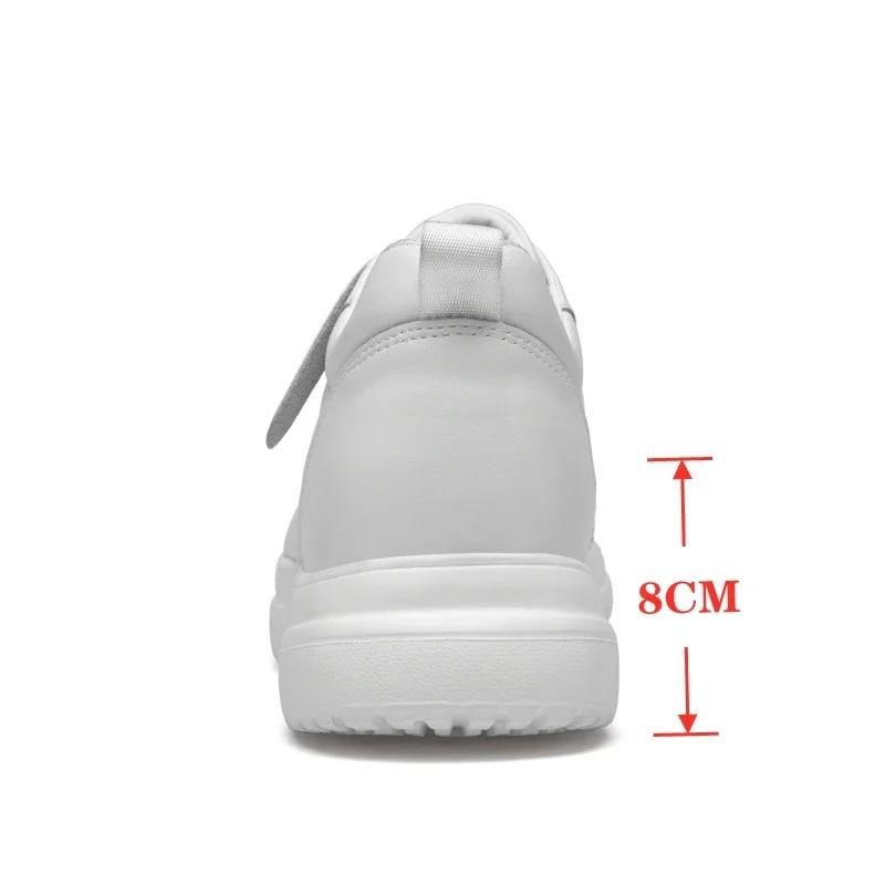 Sneakers da Uomo Scarpe con Rialzo Aumentano l'Altezza Soletta 7-8CM Scarpe con Tacco Alto Vera Pelle Scarpe Sportive