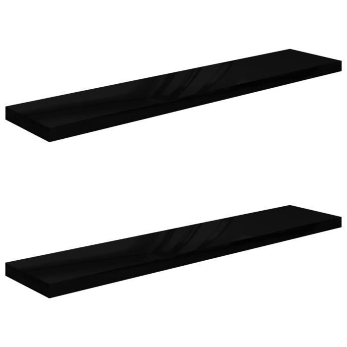 VidaXL Étagère murale flottante 2 pcs Noir brillant 120x23,5x3,8cm MDF