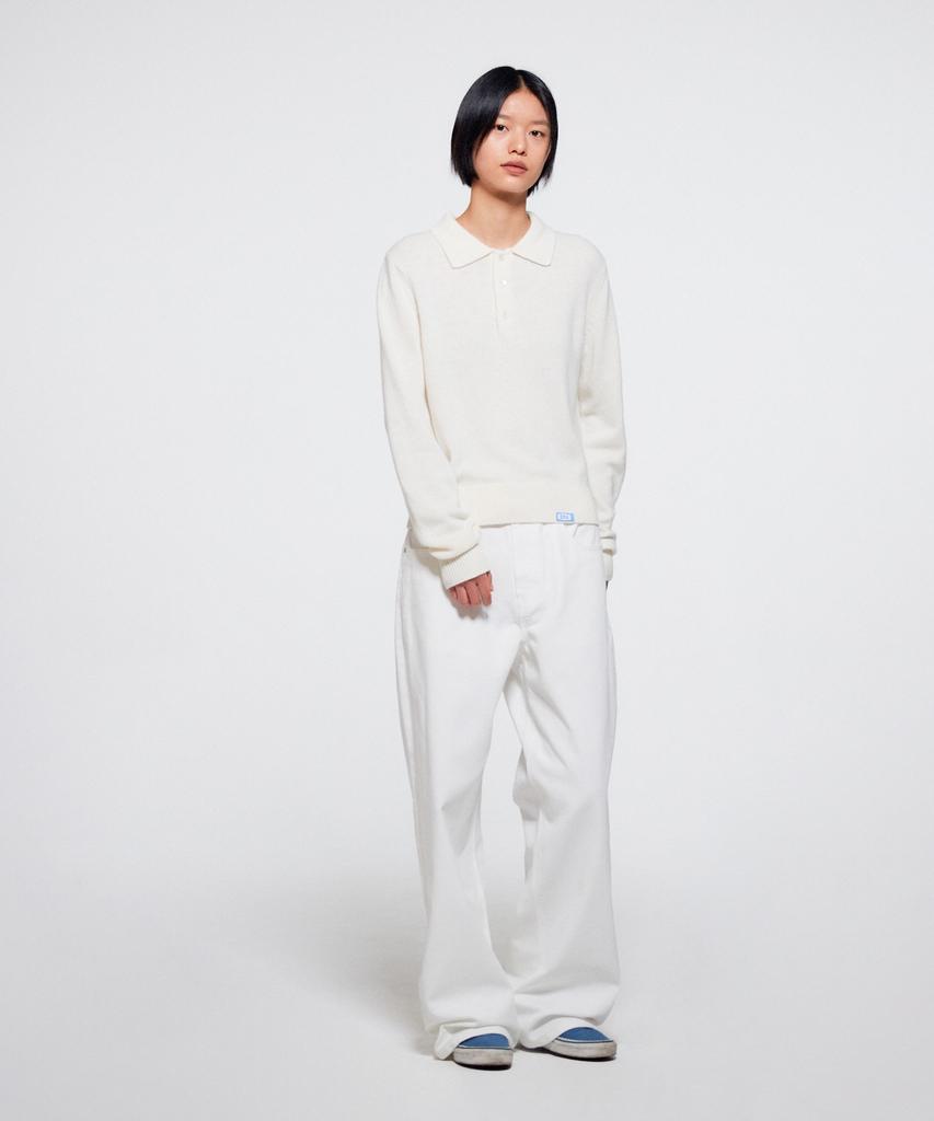 ERA Women Wool Blend Polo Sweater - White
