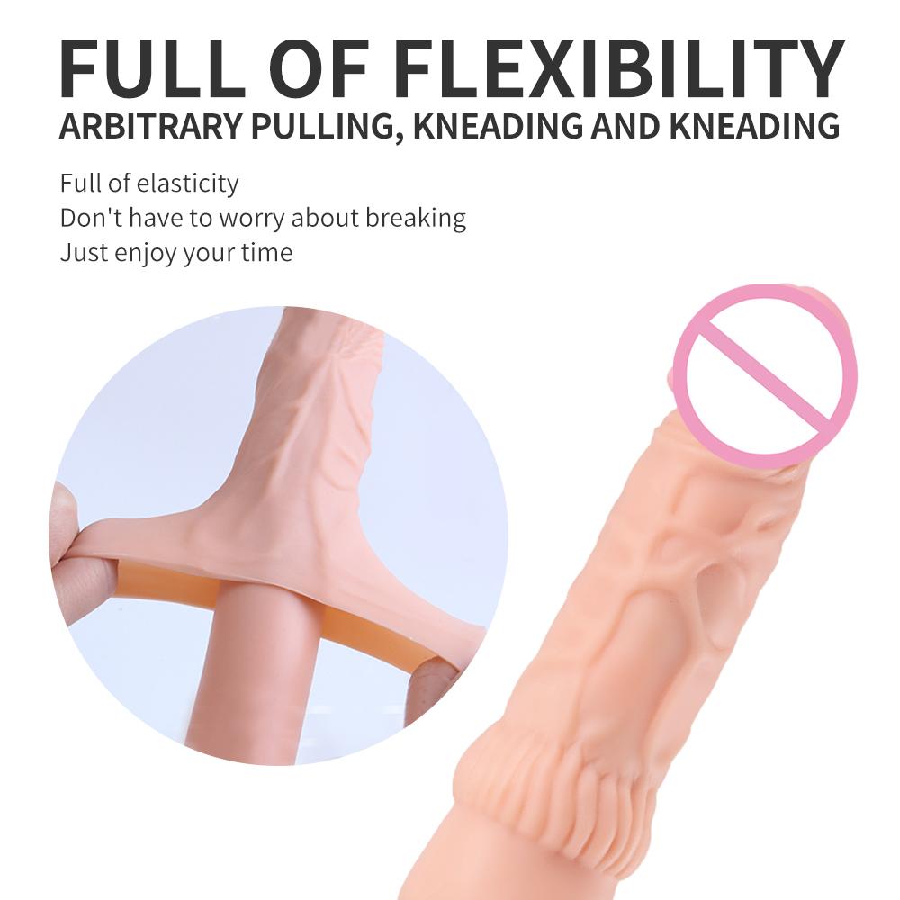 Reusable Penis Sleeve Extender Realistic Penis Condom Silicone Extension Sex Toy for Men Cock Enlarger Condom Sheath Delay
