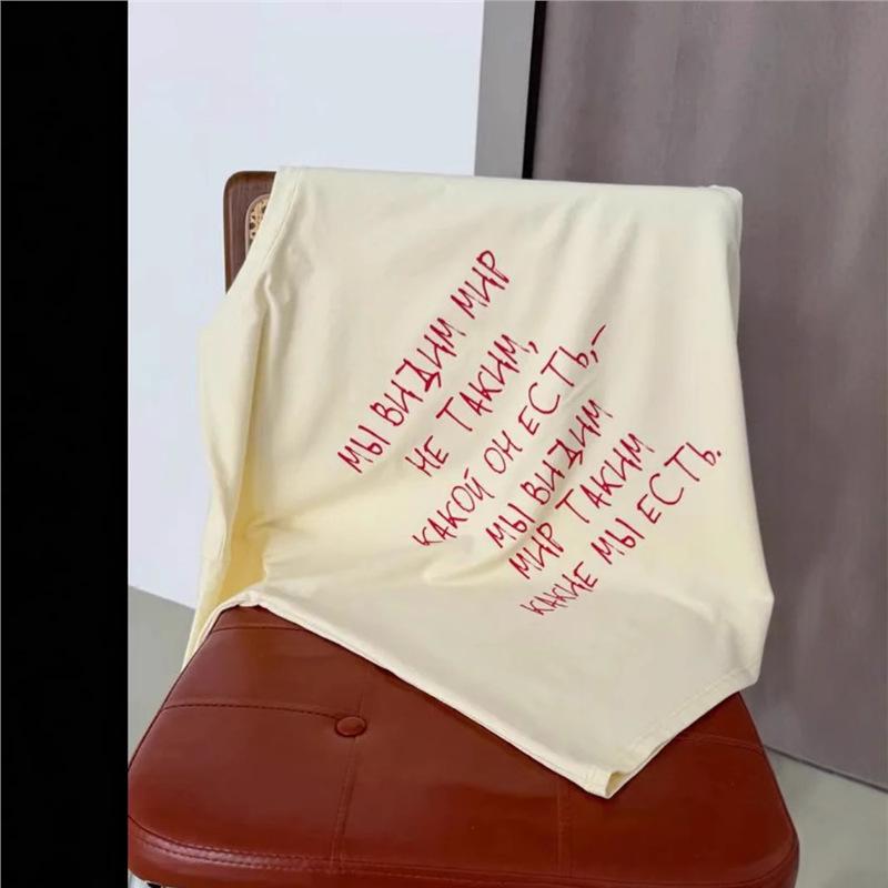 100% Cotton Oversized Casual Letter Print T-Shirt