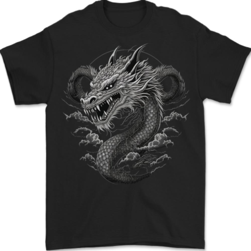 Greyscale Dragon Mens T-Shirt Cotton Unisex T-Shirt XXL