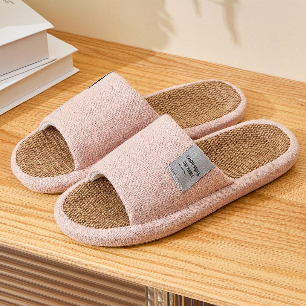 Damen Hausschuhe Leinenstoff Schlappen Bequeme Rutschfeste Hausschuhe Atmungsaktive Herren Freizeit Hausschuhe