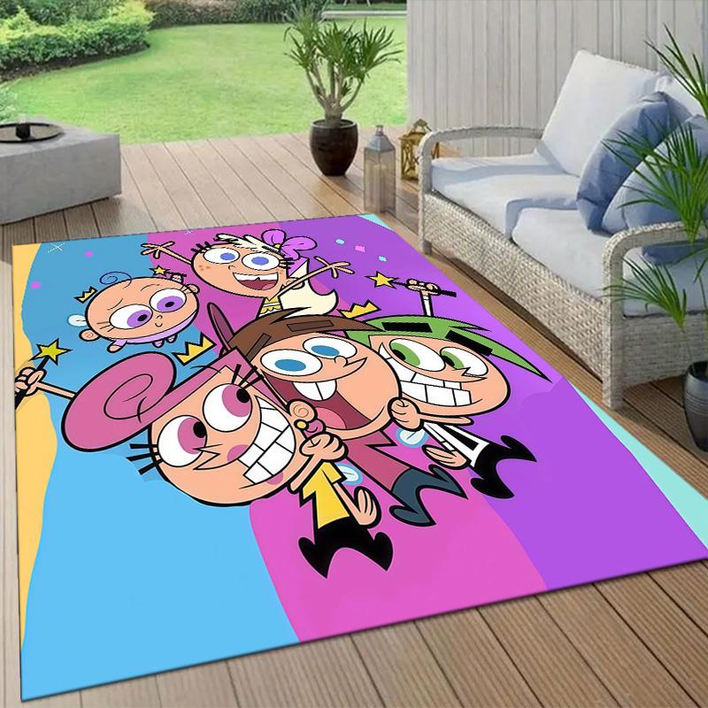 The Fairly OddParents Flannel Pattern Square Carpet,Area Rug,Carpet Rug for Living Room Bedroom Sofa Playroom Decor,Non-slip Floor Mat