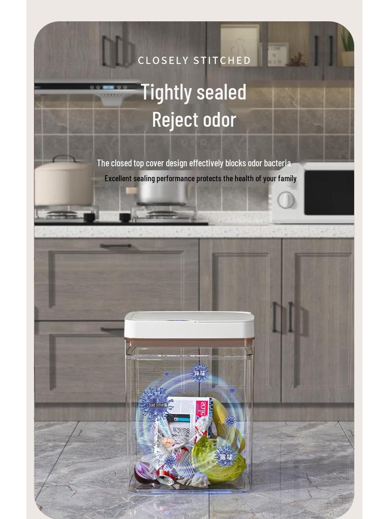 USB Rechargeable Smart Automatic Trash Can for Home - Living Room, Kitchen, Bathroom
