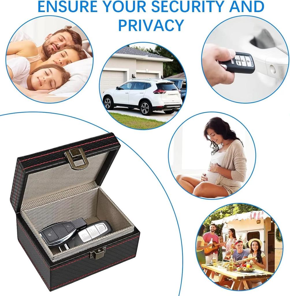 Anti Theft Faraday Box with Bag for Key Fob Cage RFID Faraday Key Fob Protector Radiation-proof Mobile Phone Box Car Keyless