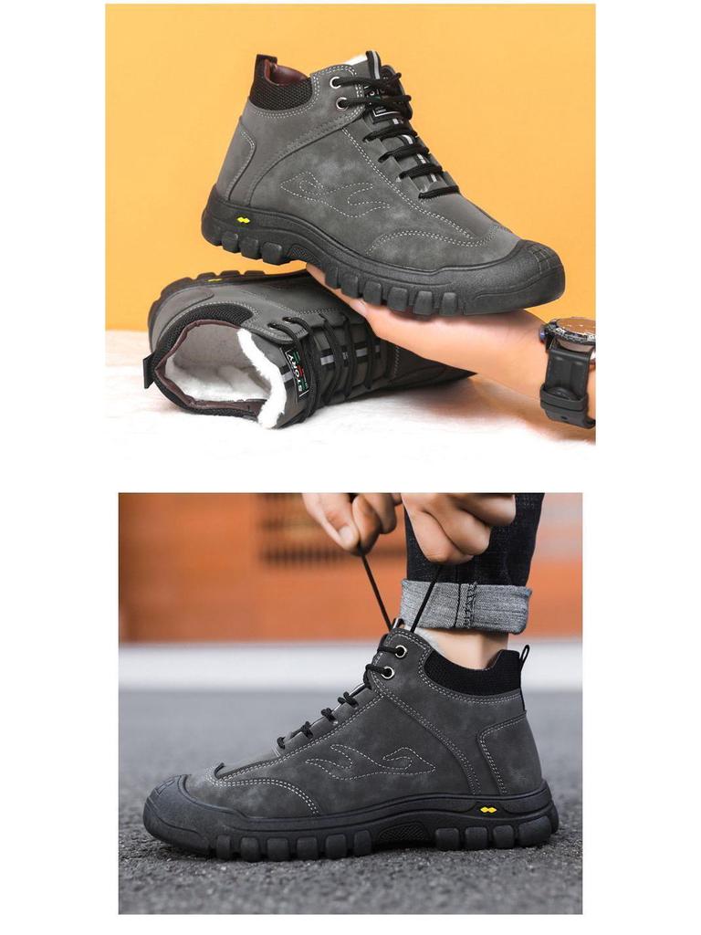 Cizme de zăpadă pentru bărbați, căptușite cu lână, antiderapante, cu talpă groasă și dură pentru utilizare în exterior