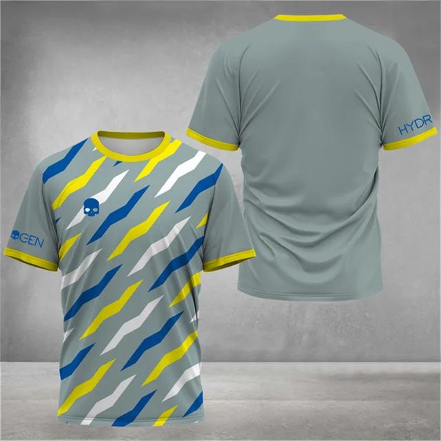 Fashion Color Striped 3D Print T Shirt For Men Outdoor Tennis Badminton Training Clothing Casual O-neck Short Sleeve Loose Tops