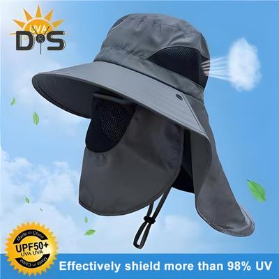Sommer-Sonnenhut mit UV-Schutz für Männer und Frauen, Outdoor-Bucket-Hut mit Visier, Nackenklappe und Gesichtsschutz, breite Krempe, Fischerhut zum Angeln, Camping und Wandern