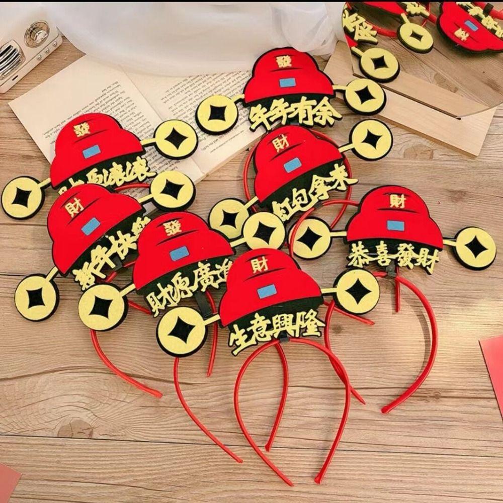 Cartoon 2024 Happy New Year Headband Red Hairband New Year Headdress Lovely Dragon Headband  Girl