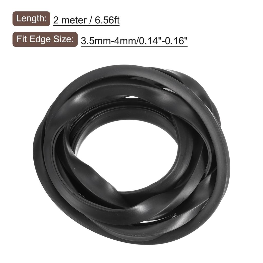 uxcell U Channel Edge Trim 6.6ft Length Rubber Guard Seal Strip Fits 3.5-4mm Edge (9/32" W x 7/16" H) Black
