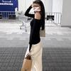 High-Quality Retro French Off-Shoulder Long Sleeve Women's T-Shirt
