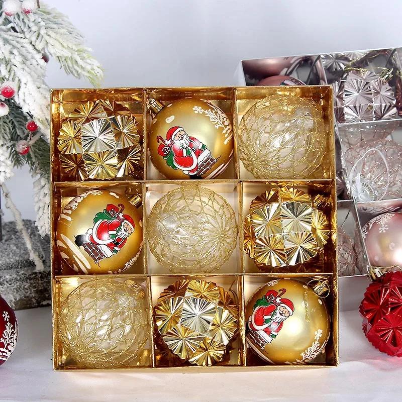 Festive 8cm Christmas Snow Ball Ornaments for Tree Decoration Holiday Party Seasonal Decor