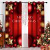 Joyful Latest  Christmas Drapes Christmas Bells Crimson Festive Drapes 2 Panels Deluxe Livingroom Space Bedchamber Balcony Kitchen Decoration