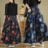 Spring Floral Wide Leg Pants Women Loose Casual Elastic Denim Jeans Basic Trousers Plus Size Long Pants
