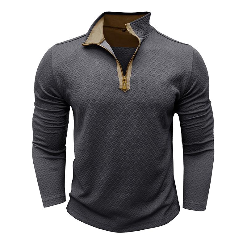 New Men's Long-sleeved Stand-collar Sweatshirt Loose and Versatile Zipper Henry Casual Fashion Top